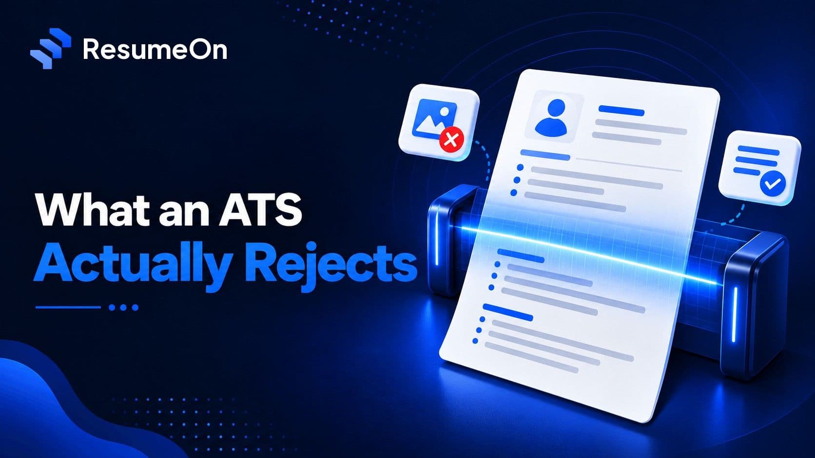 Cover: what an applicant tracking system actually rejects, with a resume passing a scanner